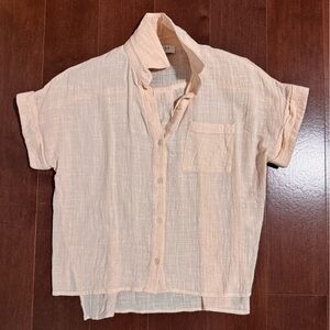 Light Peach Linen Button-Up Shirt